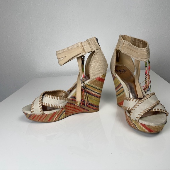 BKE Shoes - BKE Sole, colorful boho summer fabric wedge estimated sz. 8